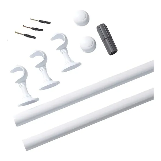 Varão De 2,20 Metros 19mm Fino Com Conjunto De Instalação Cor Branco