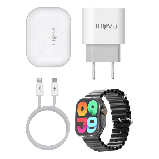 Smart Watch Fones Bluetooth 4 Em 1 Conjunto De Presente Pulseira Preto Desenho Da Pulseira Milanese