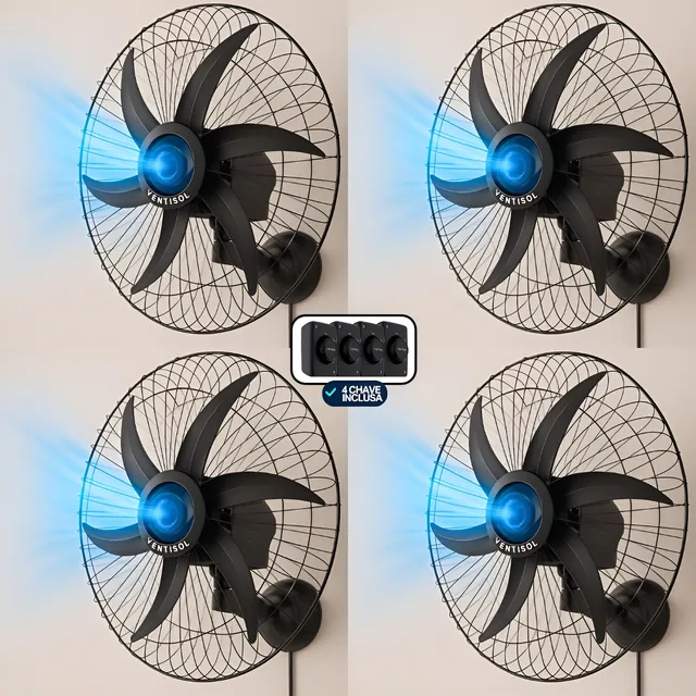 Kit 4 Ventilador Parede Falcon 60cm Osc Bivolt Igreja Escola