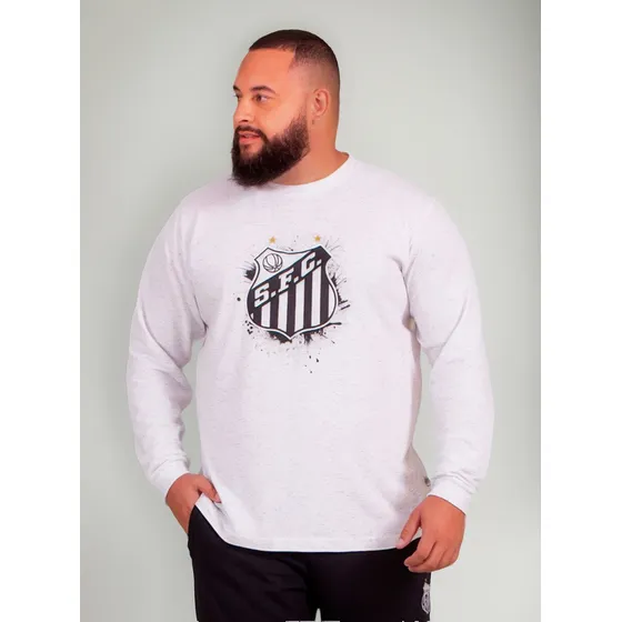 Camiseta Santos Oficial Manga Longa Plus Size Masculina