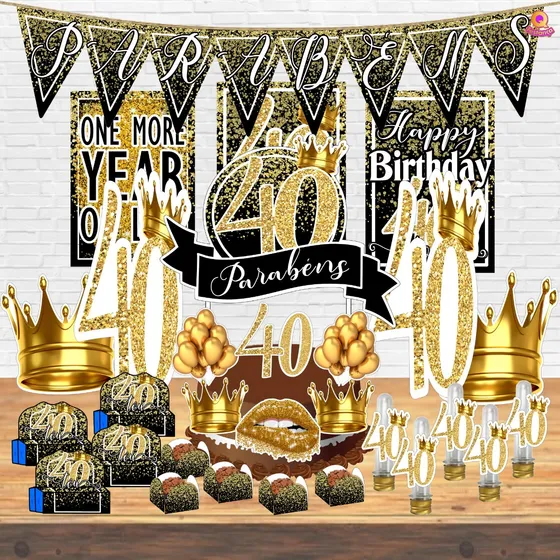 Kit Festa *56 Itens* Completa 15 18 20 30 40 50 60 70 Anos
