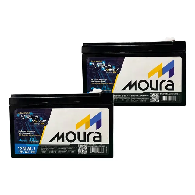 2 Bateria Moura Estacionária Nobreak Alarme Vlra 12v 7ah