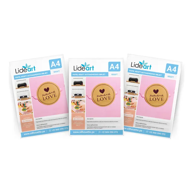 Papel Adhesivo Kraft A4 - Lideart 20 Hojas -impresion Inkjet