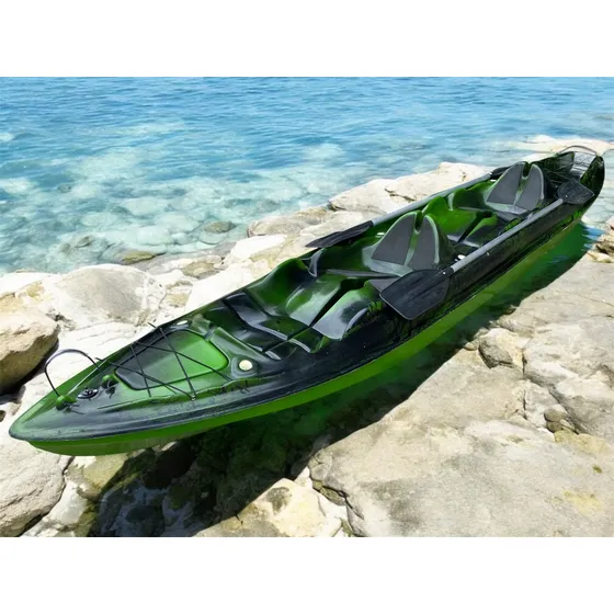 Karmarine caiaque duplo de pesca modelo K2 Pró Fibra 2 lugares com remos cor verde esfumaçado
